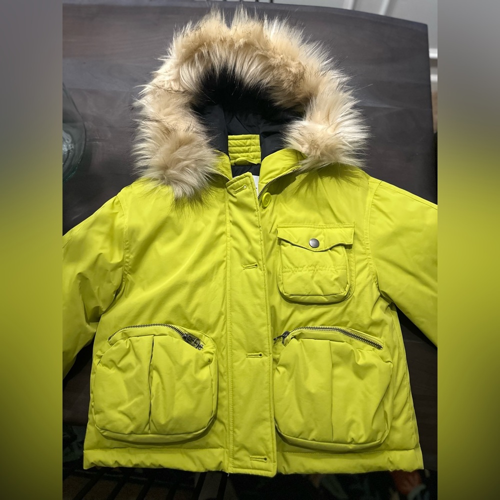NWT | ANTHROPOLOGIE CROPPED HOODED PUFFER COAT | XS | LIME